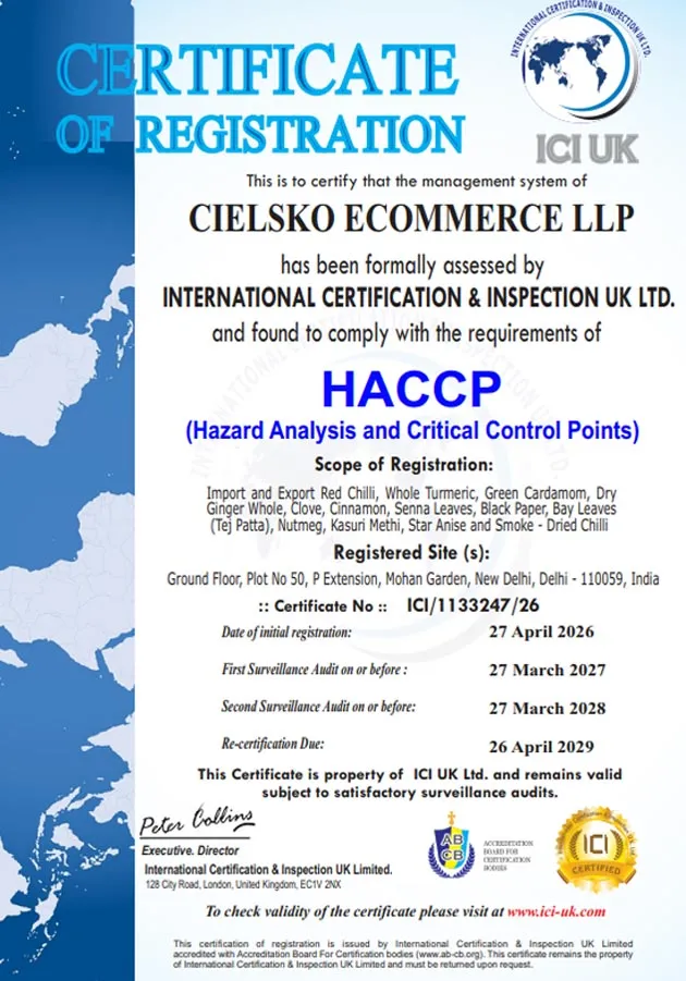 Cielsko Ecommerce LLP HACCP